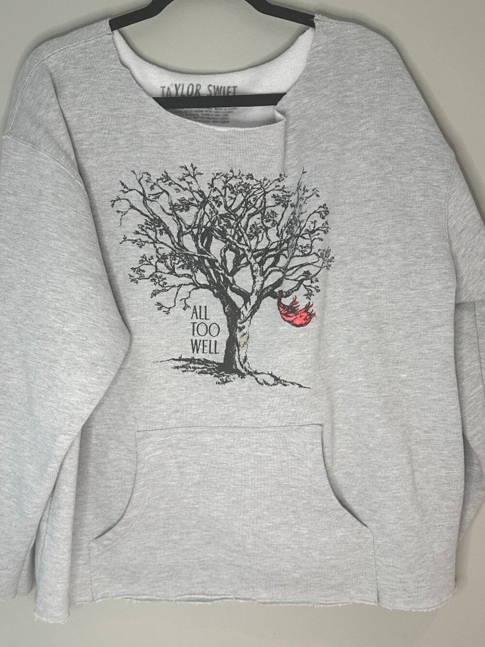 Taylor Swift All Too Well Hoodie Gray L Red Taylor's Version Tree Graphic Merch